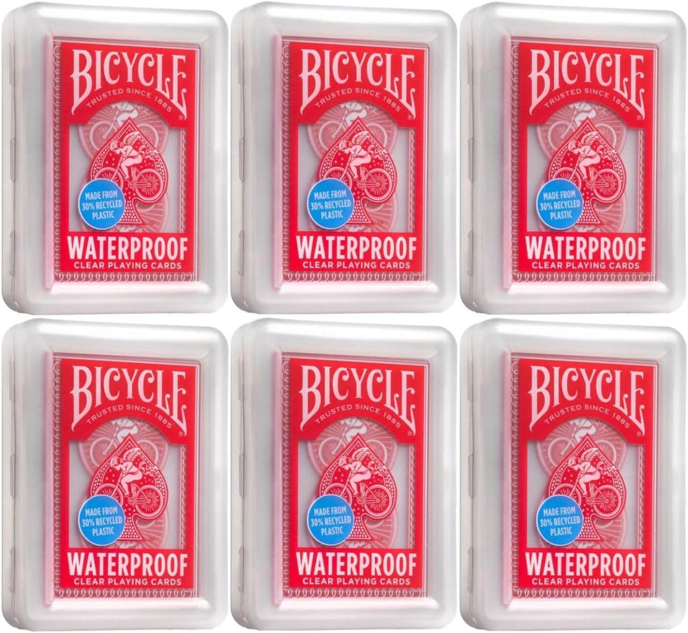 Bicycle Waterproof Clear Playing Cards 6-pack Bicycle Waterproof Clear Playing Cards 6-pack